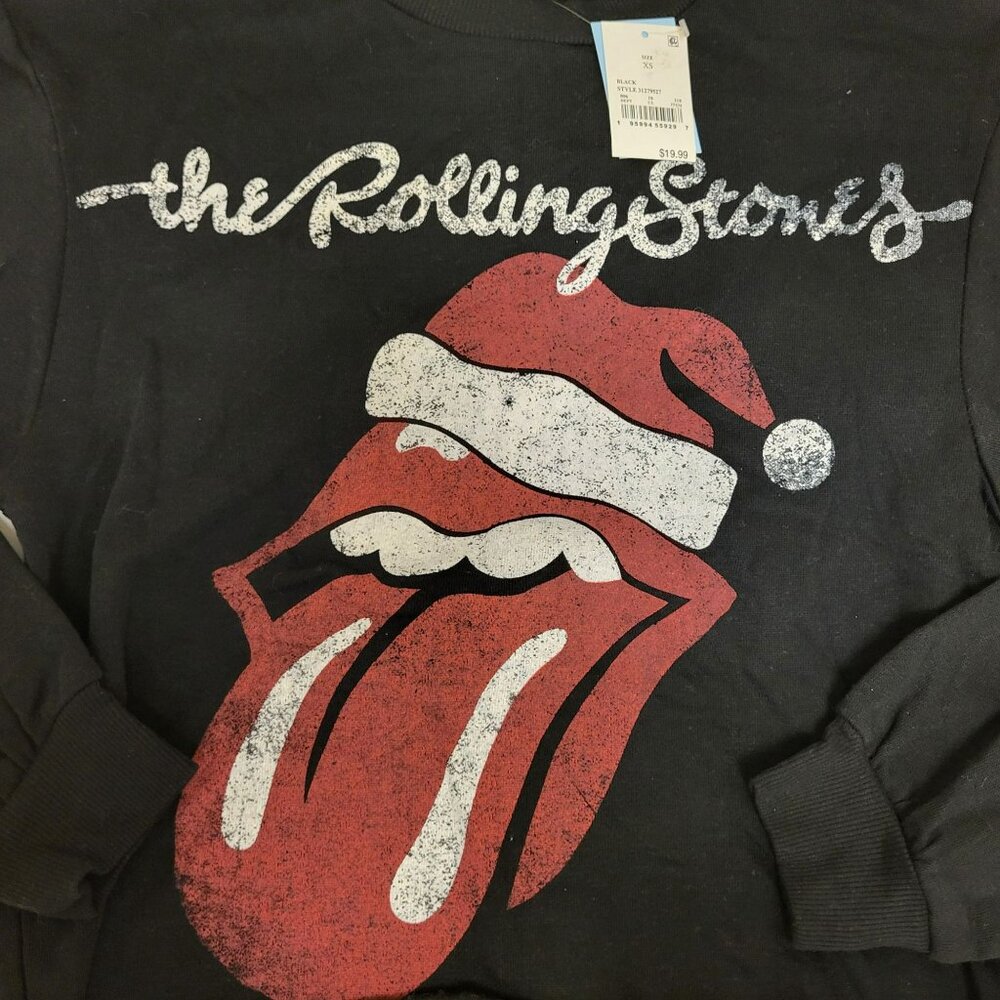 The Rolling Stones Crop Sweatshirt Bant Tee Women's XS Black - Picture 5 of 10